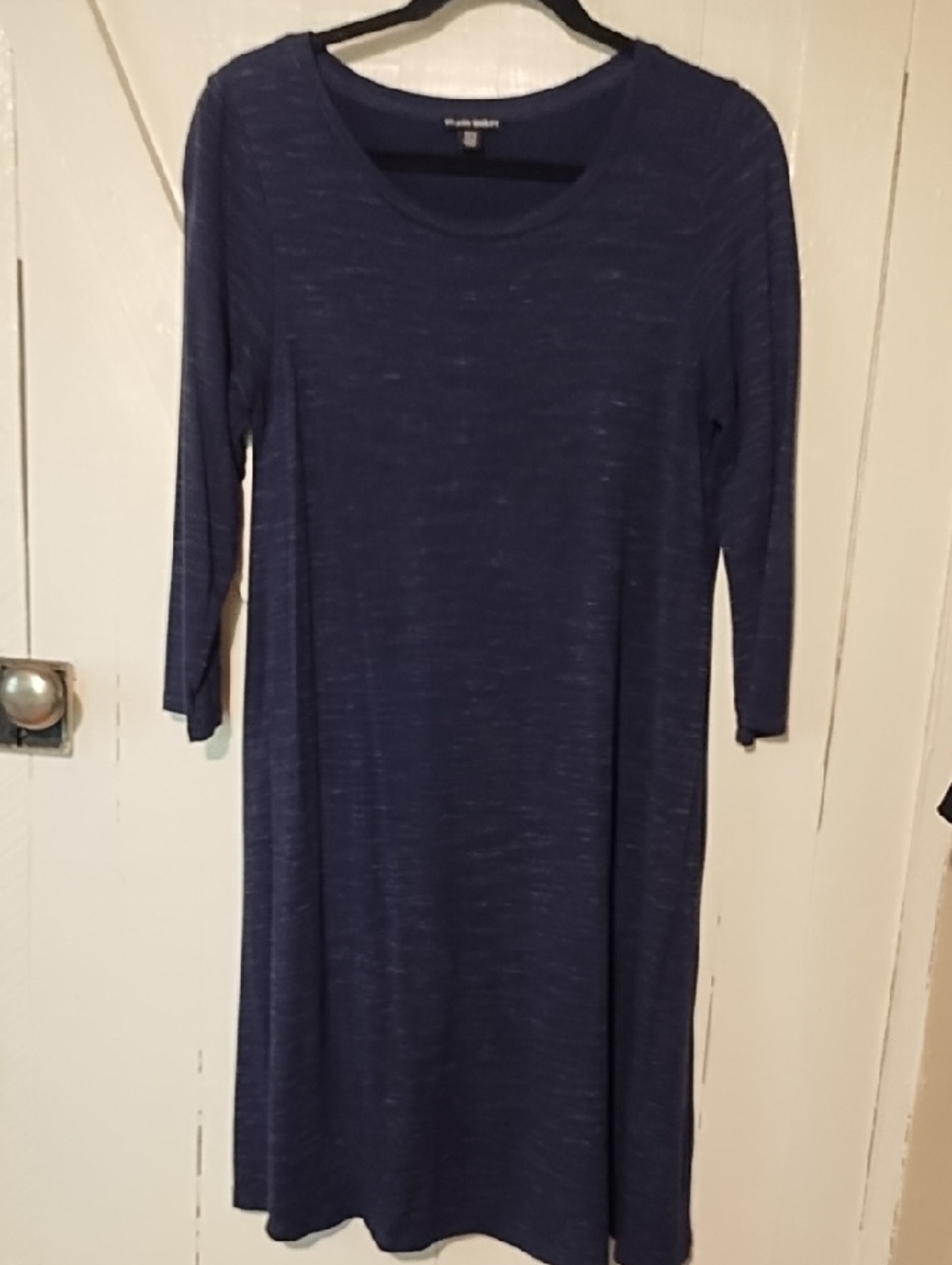 Hilary Radley Navy Blue Long Sleeve Scoop Neck Dress EUC Medium.